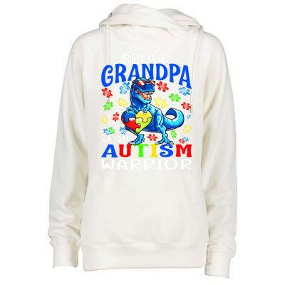 Proud Grandpa Of An Autism Warrior Dinosaur Cute Gift Womens Funnel Neck Pullover Hood