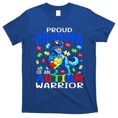 Proud Grandpa Of An Autism Warrior Dinosaur Cute Gift T-Shirt