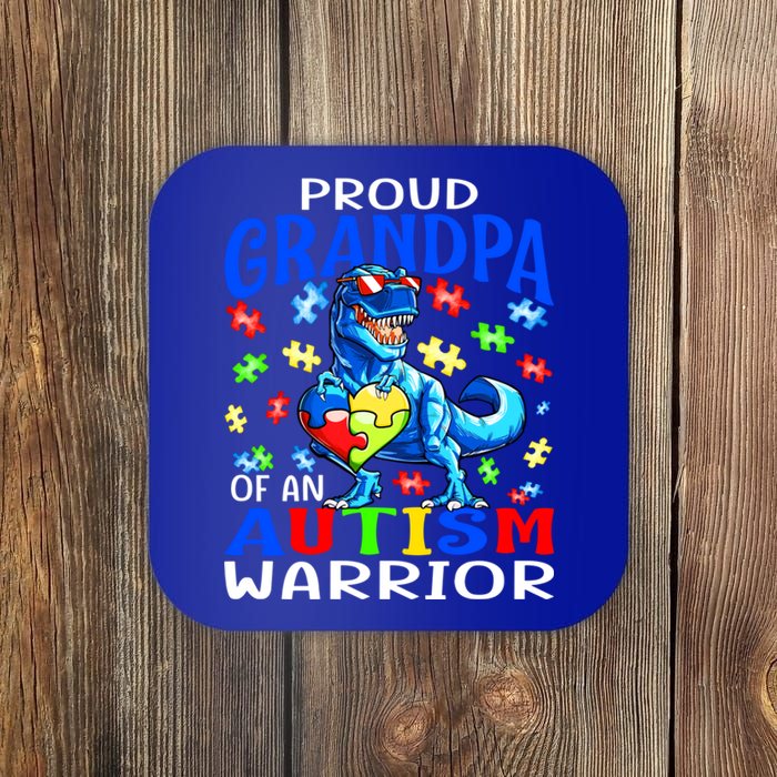 Proud Grandpa Of An Autism Warrior Dinosaur Cute Gift Coaster