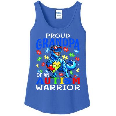 Proud Grandpa Of An Autism Warrior Dinosaur Cute Gift Ladies Essential Tank