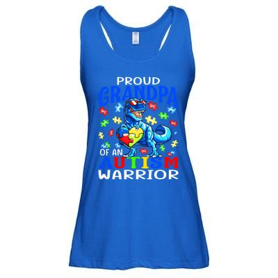 Proud Grandpa Of An Autism Warrior Dinosaur Cute Gift Ladies Essential Flowy Tank