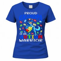 Proud Grandpa Of An Autism Warrior Dinosaur Cute Gift Women's T-Shirt