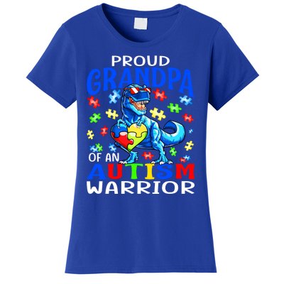 Proud Grandpa Of An Autism Warrior Dinosaur Cute Gift Women's T-Shirt