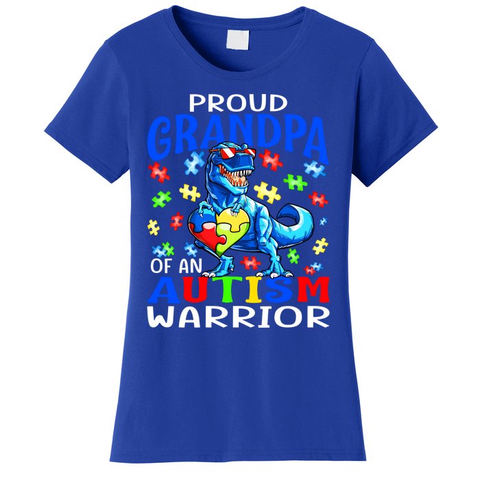 Proud Grandpa Of An Autism Warrior Dinosaur Cute Gift Women's T-Shirt