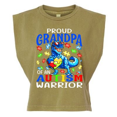 Proud Grandpa Of An Autism Warrior Dinosaur Cute Gift Garment-Dyed Women's Muscle Tee