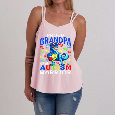 Proud Grandpa Of An Autism Warrior Dinosaur Cute Gift Women's Strappy Tank