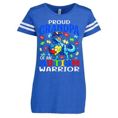 Proud Grandpa Of An Autism Warrior Dinosaur Cute Gift Enza Ladies Jersey Football T-Shirt