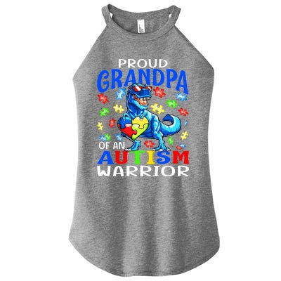 Proud Grandpa Of An Autism Warrior Dinosaur Cute Gift Women's Perfect Tri Rocker Tank