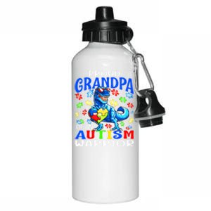 Proud Grandpa Of An Autism Warrior Dinosaur Cute Gift Aluminum Water Bottle