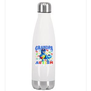 Proud Grandpa Of An Autism Warrior Dinosaur Cute Gift Stainless Steel Insulated Water Bottle