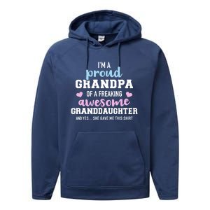 Proud Grandpa Of An Awesome Granddaughter Gift Performance Fleece Hoodie