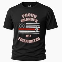 Proud Grandpa Of A Firefighter Funny Gift Cooling Performance Crew T-Shirt