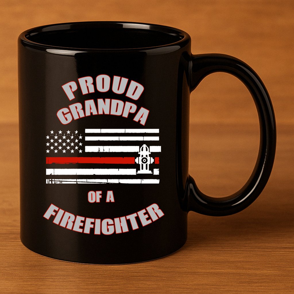 Proud Grandpa Of A Firefighter Funny Gift 11oz C Handle Ceramic Mug