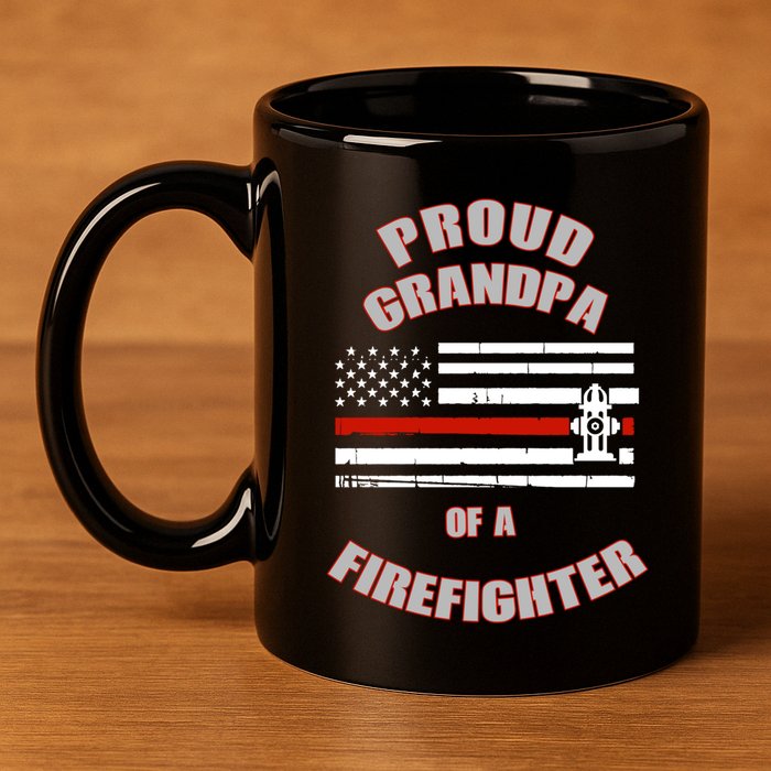 Proud Grandpa Of A Firefighter Funny Gift 11oz C Handle Ceramic Mug