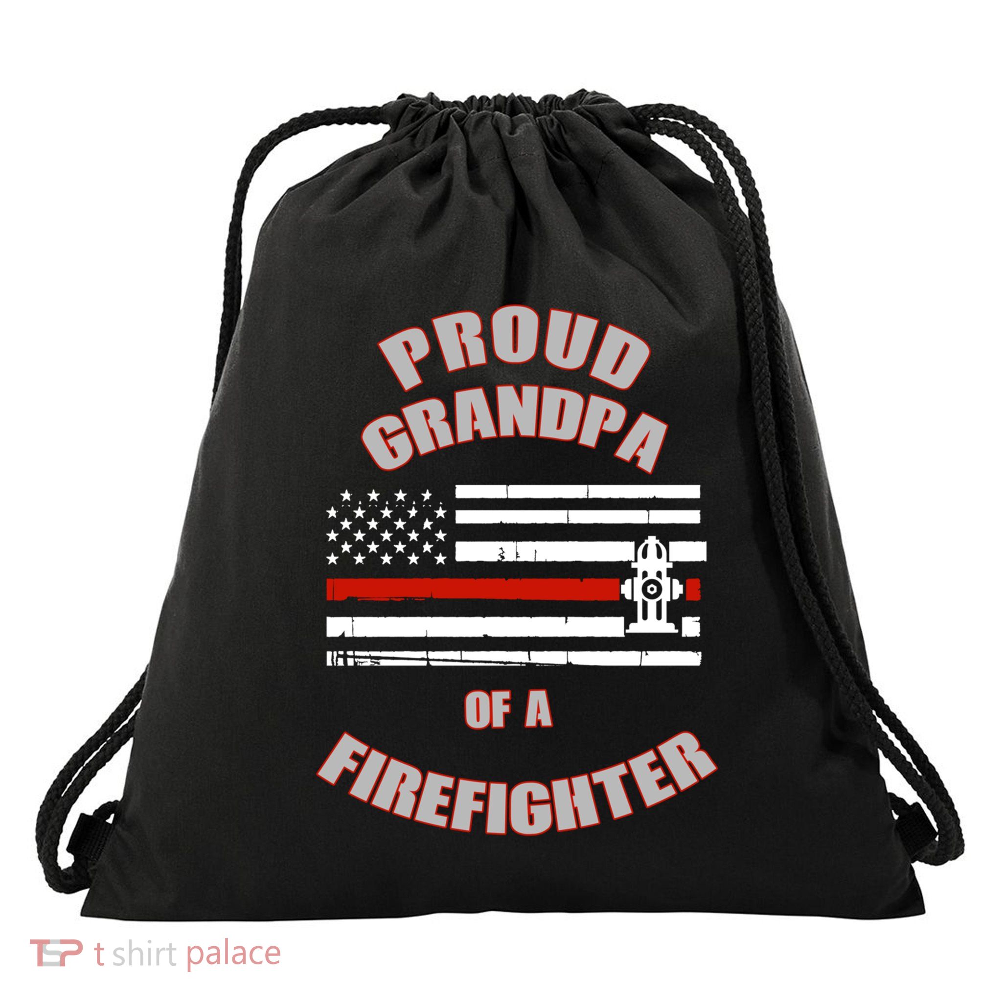 Proud Grandpa Of A Firefighter Funny Gift Drawstring Bag