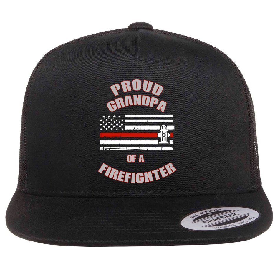 Proud Grandpa Of A Firefighter Funny Gift Flat Bill Trucker Hat