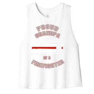 Proud Grandpa Of A Firefighter Funny Gift Women's Racerback Cropped Tank