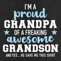 Proud Grandpa Of An Awesome Grandson Gift 7 Panel Mesh Trucker Snapback Hat