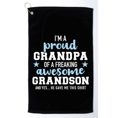 Proud Grandpa Of An Awesome Grandson Gift Golf Towel