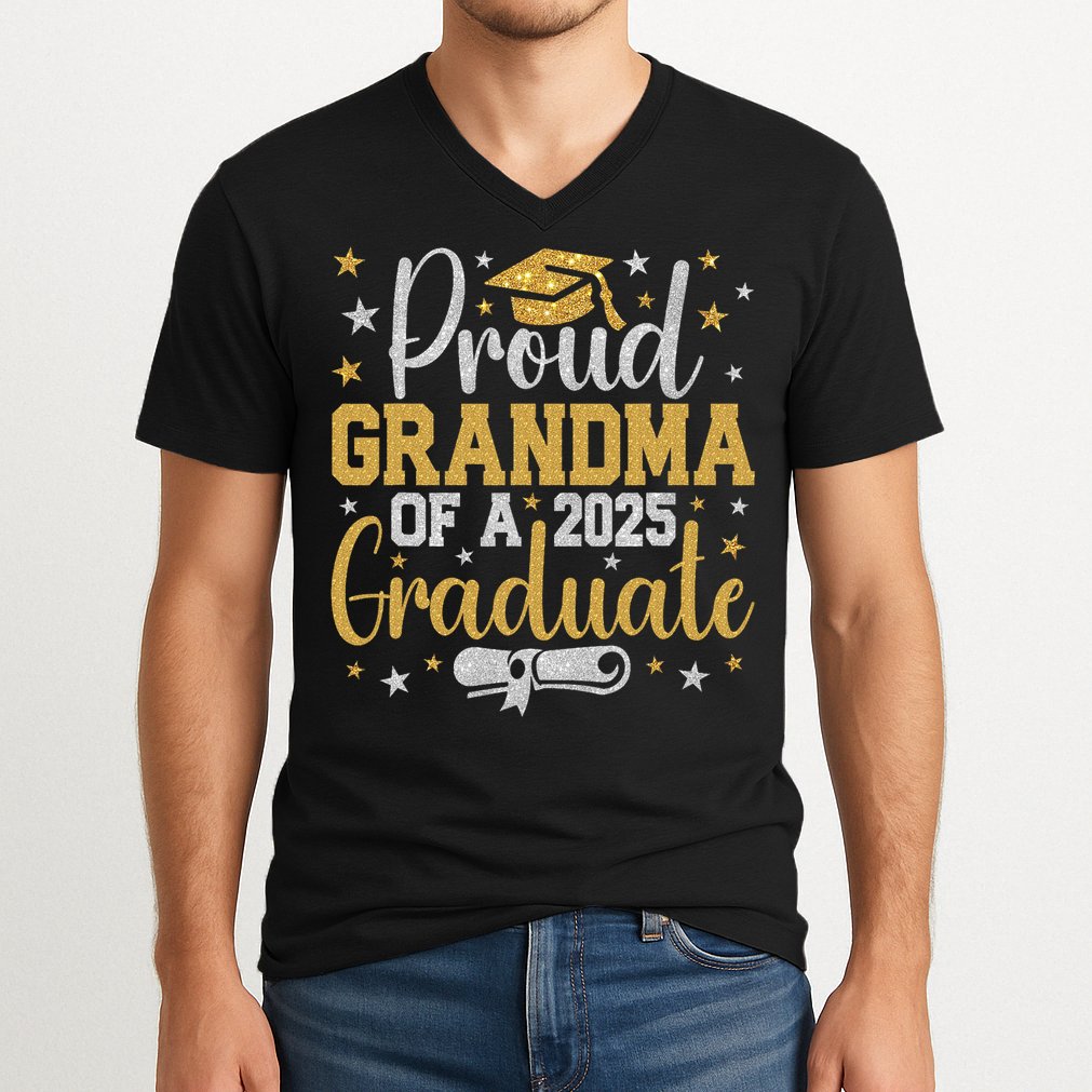 Proud Grandma Of A Class Of 2025 Graduate Graduation Nana V-Neck T-Shirt
