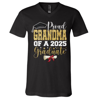 Proud Grandma Of A 2025 Graduate Senior 2025 Graduation V-Neck T-Shirt