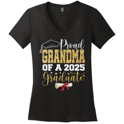 Proud Grandma Of A 2025 Graduate Senior 2025 Graduation Women's V-Neck T-Shirt