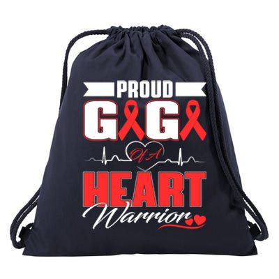 Proud Gigi Of A Heart Warrior Heart Disease Awareness Month Cool Gift Drawstring Bag