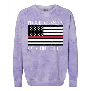 Proud Grandpa Of A Firefighter Thin Red Line American Flag Cute Gift Colorblast Crewneck Sweatshirt