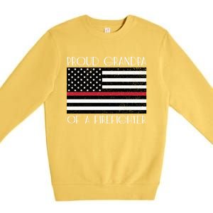 Proud Grandpa Of A Firefighter Thin Red Line American Flag Cute Gift Premium Crewneck Sweatshirt