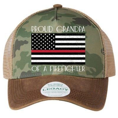 Proud Grandpa Of A Firefighter Thin Red Line American Flag Cute Gift Legacy Tie Dye Trucker Hat
