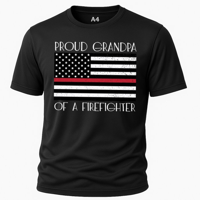 Proud Grandpa Of A Firefighter Thin Red Line American Flag Cute Gift Cooling Performance Crew T-Shirt