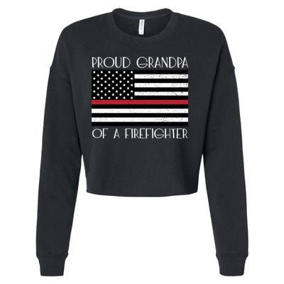 Proud Grandpa Of A Firefighter Thin Red Line American Flag Cute Gift Cropped Pullover Crew