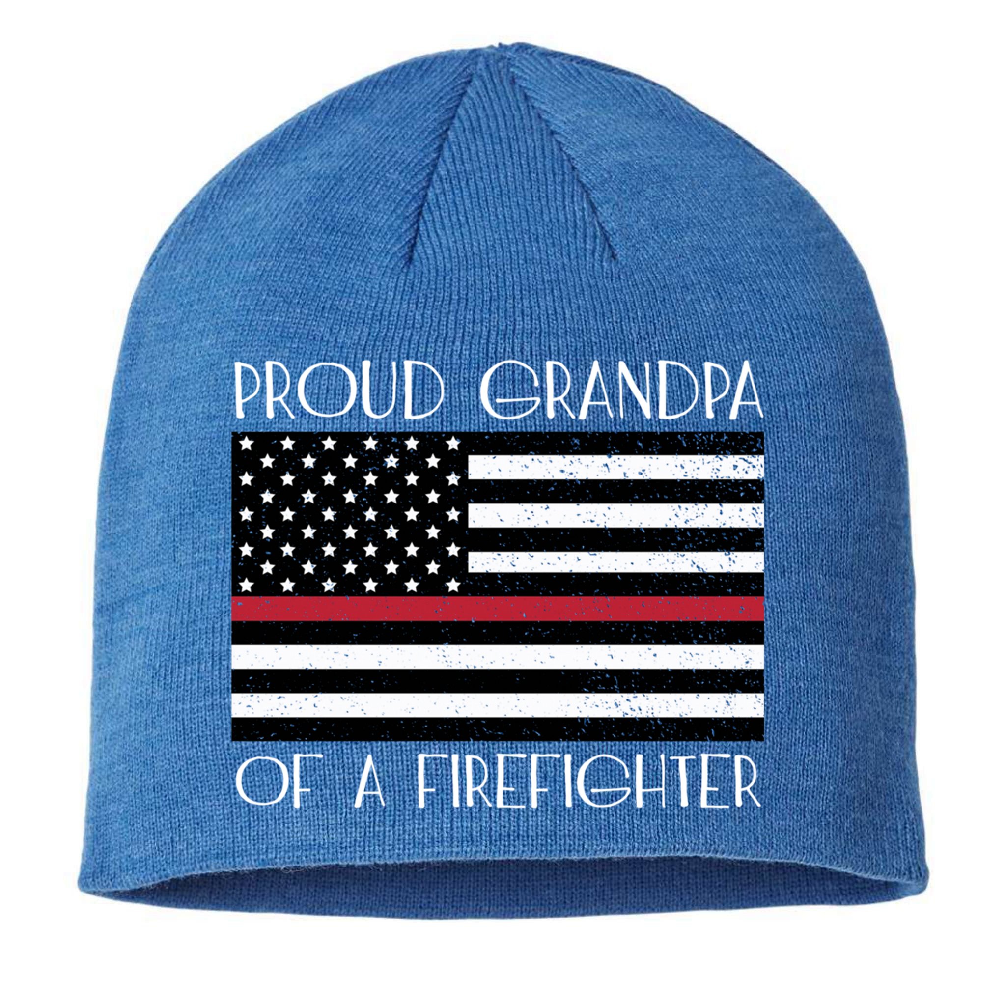 Proud Grandpa Of A Firefighter Thin Red Line American Flag Cute Gift Sustainable Beanie