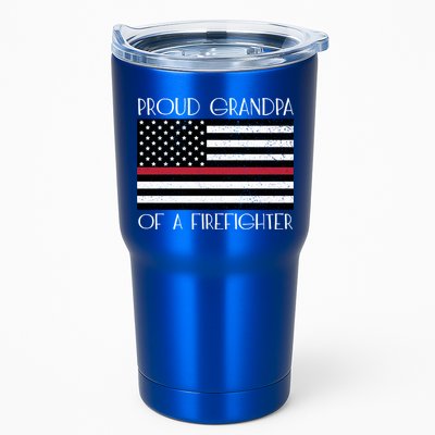 Proud Grandpa Of A Firefighter Thin Red Line American Flag Cute Gift Tumbler