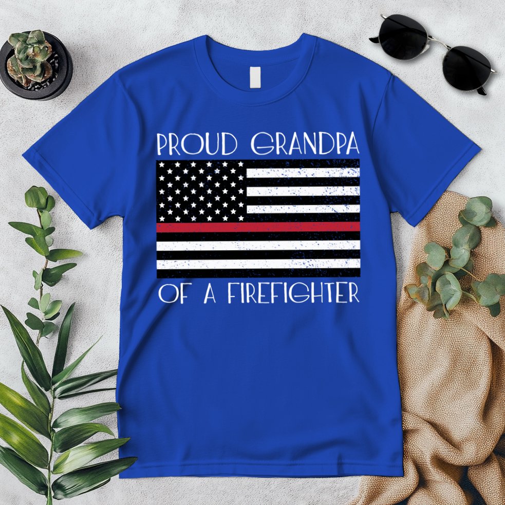 Proud Grandpa Of A Firefighter Thin Red Line American Flag Cute Gift Premium T-Shirt