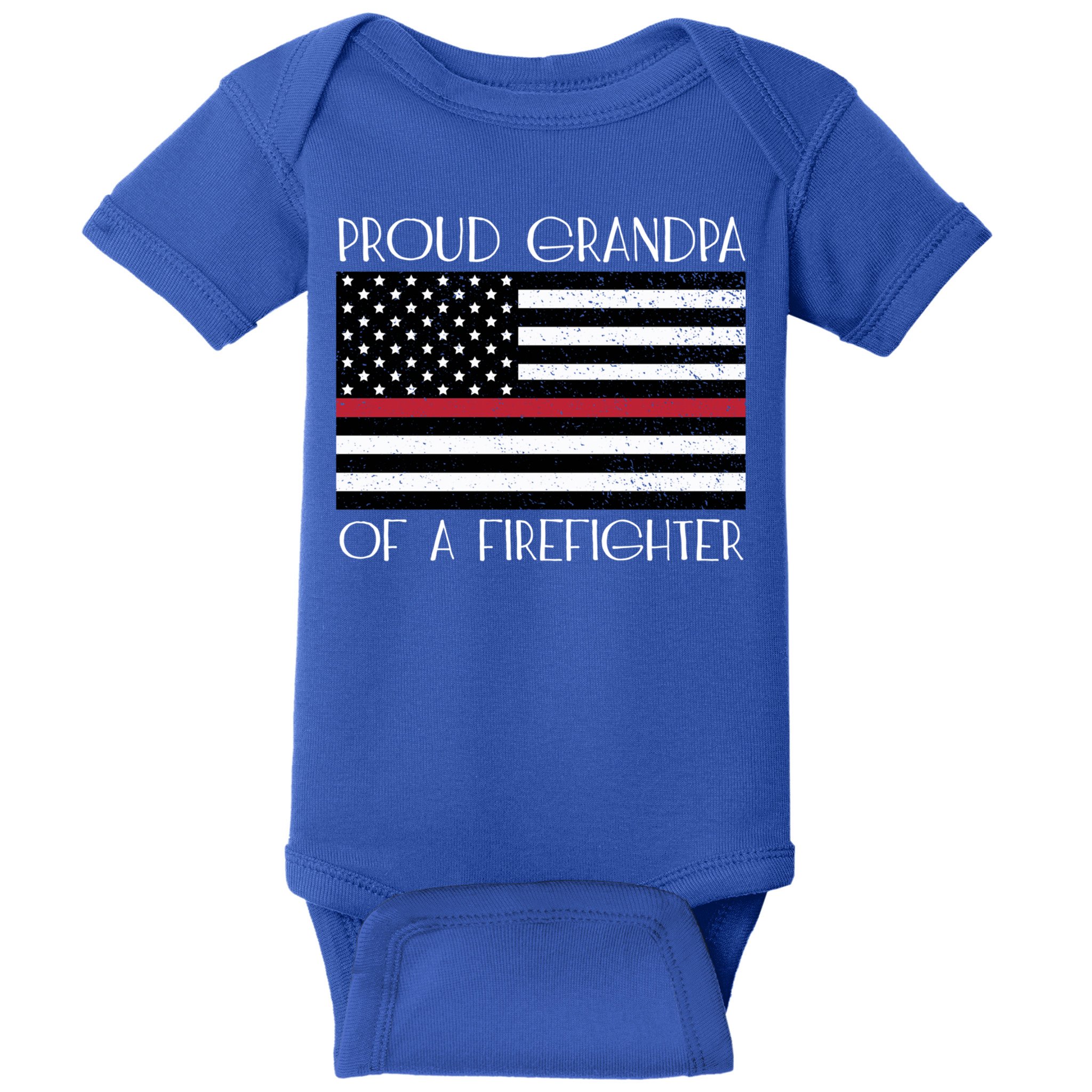 Proud Grandpa Of A Firefighter Thin Red Line American Flag Cute Gift Baby Bodysuit