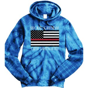 Proud Grandpa Of A Firefighter Thin Red Line American Flag Cute Gift Tie Dye Hoodie