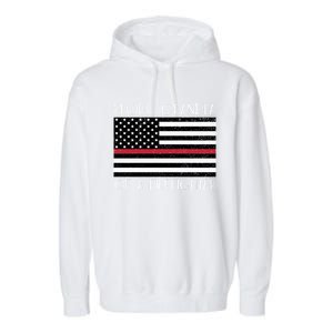 Proud Grandpa Of A Firefighter Thin Red Line American Flag Cute Gift Garment-Dyed Fleece Hoodie