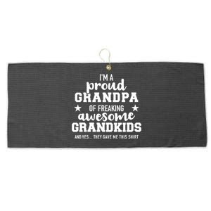 Proud Grandpa Of Awesome Grand Cool Gift Large Microfiber Waffle Golf Towel