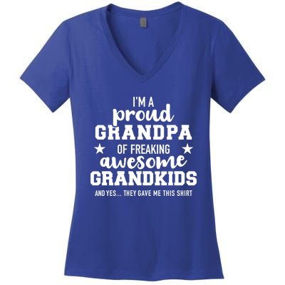 Proud Grandpa Of Awesome Grand Cool Gift Women's V-Neck T-Shirt