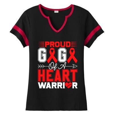 Proud Gigi Of A Heart Warrior Heart Disease Awareness Month Gift Ladies Halftime Notch Neck Tee