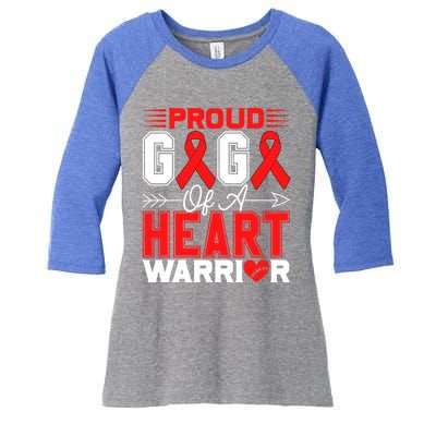 Proud Gigi Of A Heart Warrior Heart Disease Awareness Month Gift Women's Tri-Blend 3/4-Sleeve Raglan Shirt