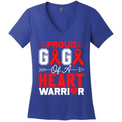 Proud Gigi Of A Heart Warrior Heart Disease Awareness Month Gift Women's V-Neck T-Shirt