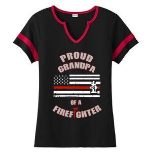 Proud Grandpa Of A Volunteer Firefighter Gift Ladies Halftime Notch Neck Tee