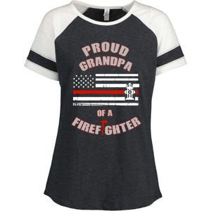 Proud Grandpa Of A Volunteer Firefighter Gift Enza Ladies Jersey Colorblock Tee