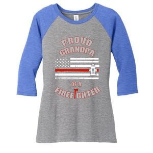 Proud Grandpa Of A Volunteer Firefighter Gift Women's Tri-Blend 3/4-Sleeve Raglan Shirt