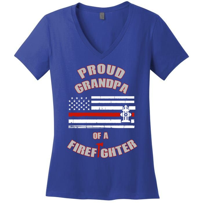 Proud Grandpa Of A Volunteer Firefighter Gift Women's V-Neck T-Shirt