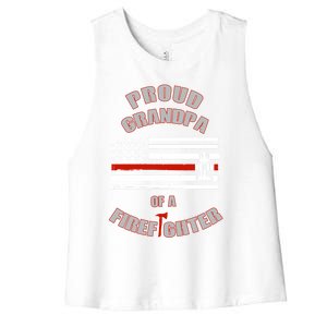 Proud Grandpa Of A Volunteer Firefighter Gift Women's Racerback Cropped Tank