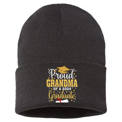 Proud Grandma Of A 2024 Graduate For Family Graduation Sustainable Knit Beanie