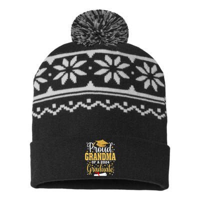 Proud Grandma Of A 2024 Graduate For Family Graduation USA-Made Snowflake Beanie